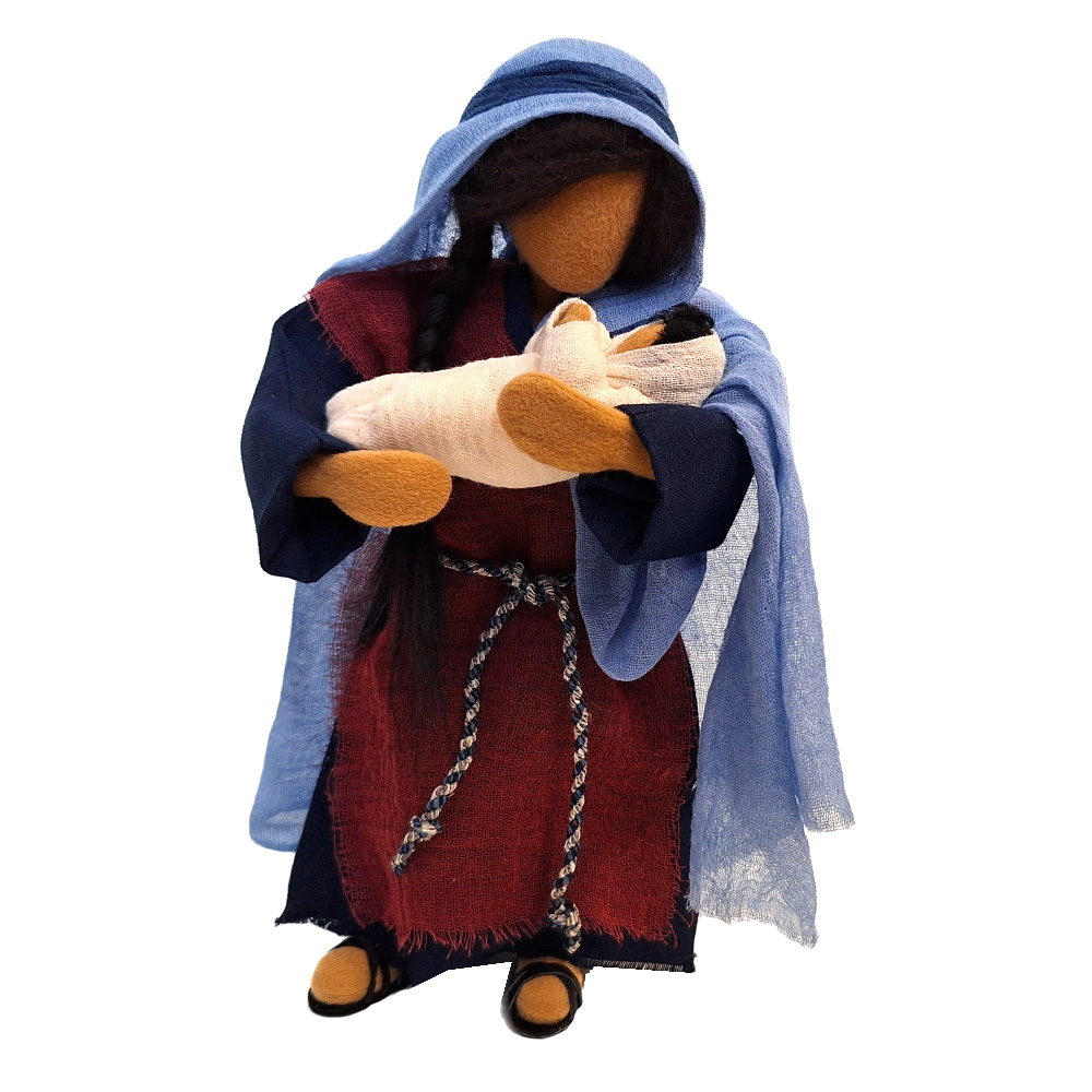 Maria mit dem Jesuskind - Farbstellung blau-rot