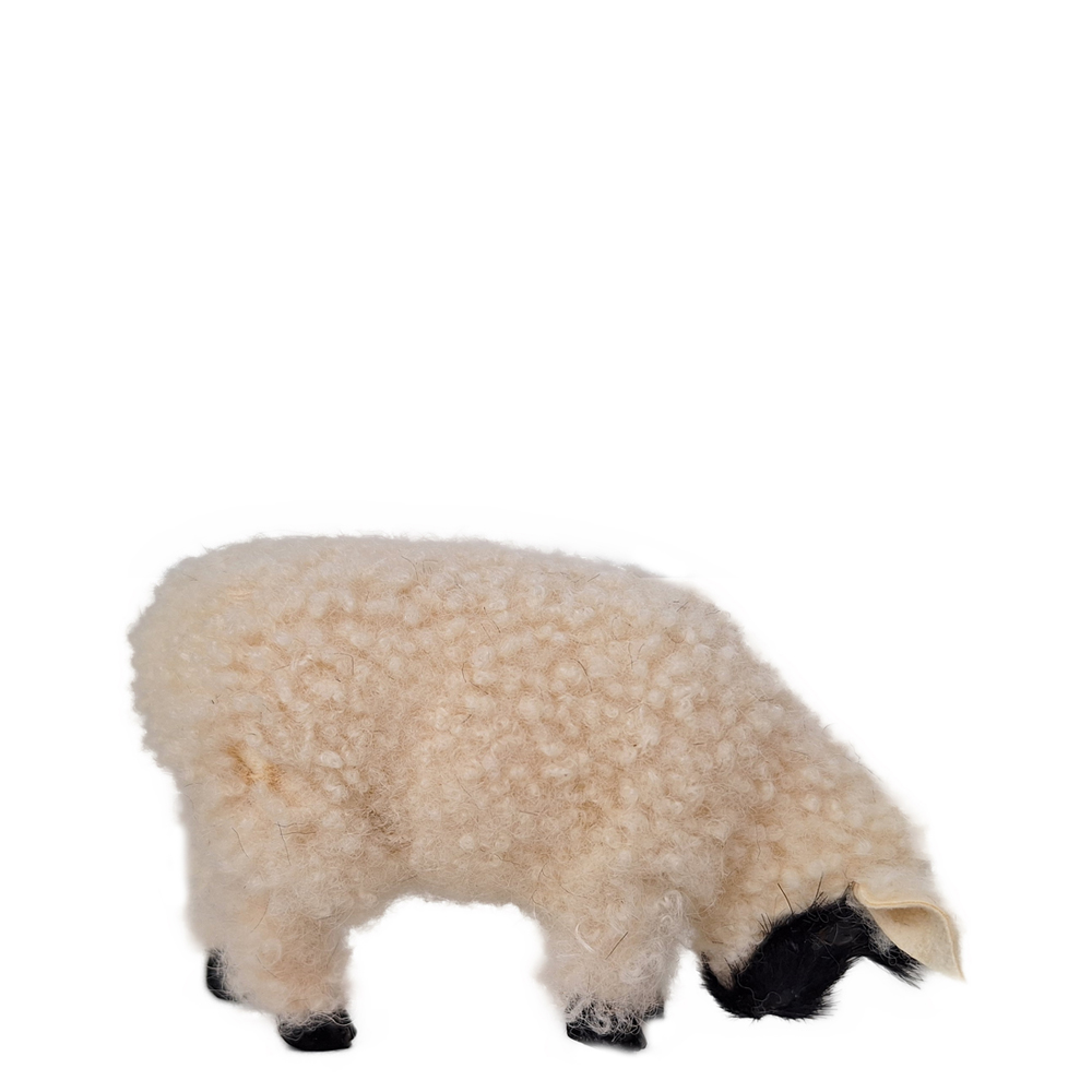 Fressendes Lamm - 9cm lang - dunkles Gesicht 