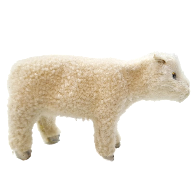 Stehendes Schaf aus Echtfell - 12cm lang