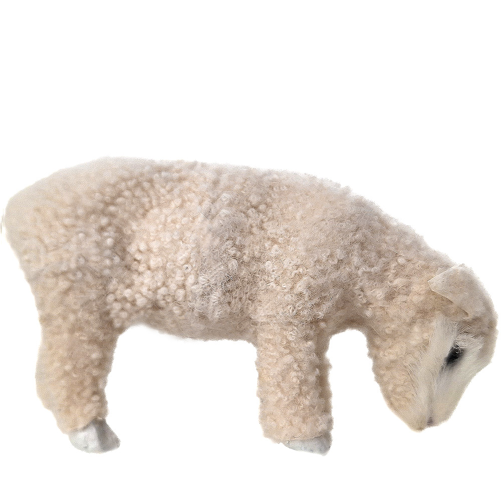Fressendes Schaf aus Echtfell - 12cm lang
