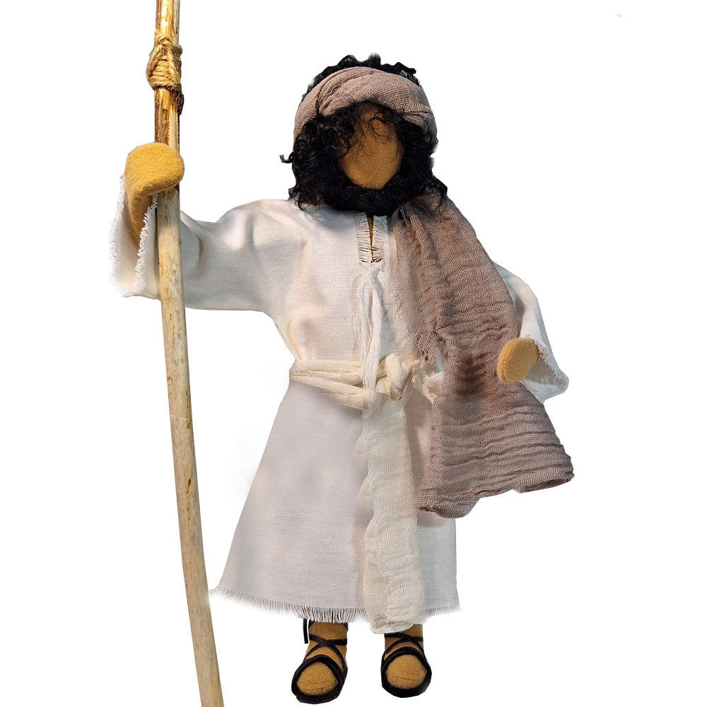 Jesus im schlichten Kleid   Ledertasche 